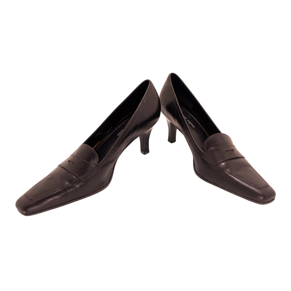 Etienne Aigner brown leather loafer style heels size 7
